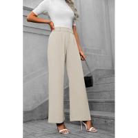 Pantalones de oficina de moda para mujer de cintura alta y pierna ancha 2025 en algodón original. - details 3