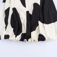 Vestido de Globo Contrastante sin Mangas Impresión a Negro y Blanco Nueva Moda de Verano para Mujeres - details 4
