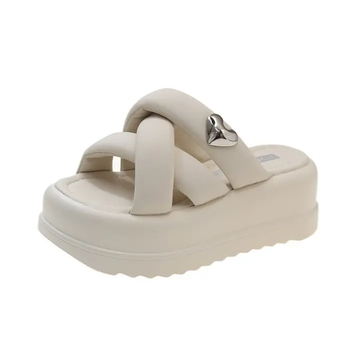 Zapatillas de suela gruesa para mujer, Sandalias antideslizantes, informales, a la moda, para playa, para verano - 1
