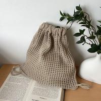 Bolso de hombro tejido de Color sólido, mochila de ganchillo bohemia de gran capacidad, estilo perezoso, versátil, ahuecado - details 11