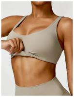 Conjunto de Yoga para Mujer de Cintura Alta Secado Rápido para Correr Fitness 2 Piezas Traje Deportivo sin Mangas de Nylon con Lining - details 14