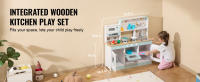 SucceBuy Play Kitchen para niños, juego de cocina de juguete de madera con luces y sonidos. Cocina para niños pequeños con máquina para hacer hielo, horno, fregadero, microondas, refrigerador, utensilios y accesorios para frutas para edades de 3 a 8 años - details 1