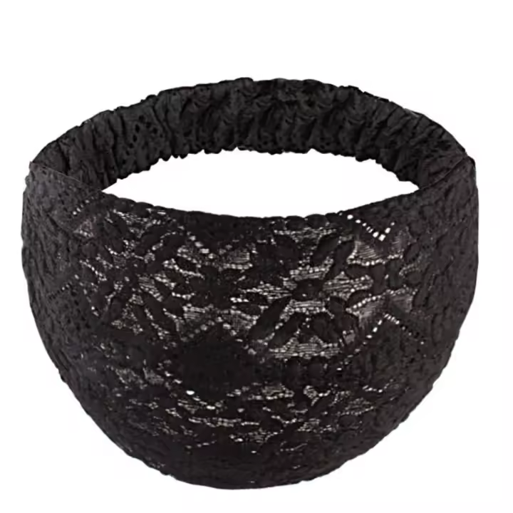 Diadema de flores de malla antideslizante con temperamento, diadema de encaje hueco, accesorios elásticos para el cabello, envoltura para la cabeza de lado ancho para mujer - 1