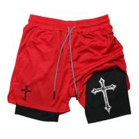 Treno 2 en 1 running Homens estampado cruzado, pantalón corto deportivo Crist ã Com Academy forro de compresión - details 3