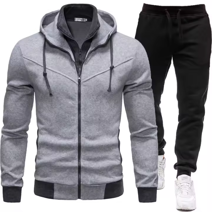 Conjuntos de dos piezas para hombre, trajes deportivos informales a la moda para exteriores, ropa de otoño e invierno - 1