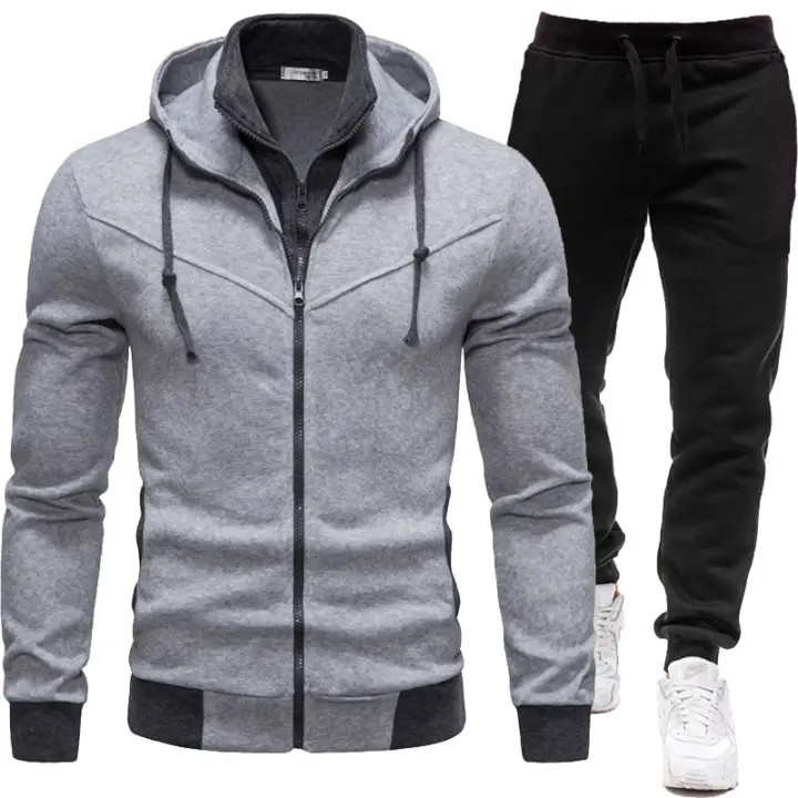 Conjuntos de dos piezas para hombre, trajes deportivos informales a la moda para exteriores, ropa de otoño e invierno - 1