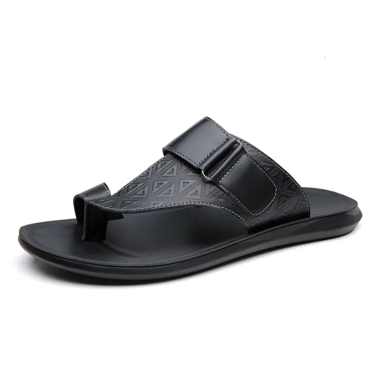 Sandalias de cuero para hombre de verano 2025, de gran tamaño, modernas y versátiles, sencillas y juveniles, para la playa. - 1
