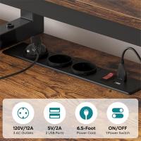 Mesa Gaming para PC con 3 Tomas de CA y 2 Puertos de Carga USB, Escritorio para Ordenador con Amplio. - details 2