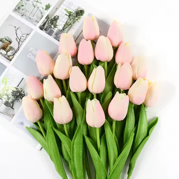 Ramo de Tulipanes Artificiales 35 cm, 10/5Pcs PE espuma Falsas Flores para Bodas, Ceremonias, Decoración del Hogar y Jardín - 1