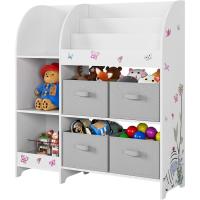 Estantería de Juguetes Almacenamiento con 4 Cajones Extraíbles Organizador de Libros y Juguetes para Niños Blanco 92.2 x 100.2 x 30 - details 0