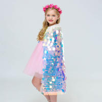 Chal de lentejuelas Multicolor con purpurina para niñas, capa brillante, capa de princesa de hadas, fiesta de Navidad, ropa de Halloween para niños, moda - details 5