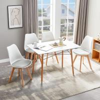 Pack de 4 Sillas Comedor Nórdicas, Sillas de Cocina Nórdicas con Patas de Madera Maciza de Haya, con Respaldo Ergonómico, Asiento Acolchado y Tapizado, Blanco - details 11