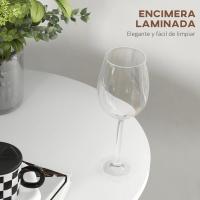 Mesa de bar redonda, mesa alta de cocina moderna con encimera laminada y marco de acero para 2 personas para comedor en casa Ø60x102 cm blanco - details 4