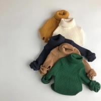 Suéteres de invierno para niños y niñas, jersey corto a cuadros liso, prendas de punto de cuello alto, ropa para niños - details 4