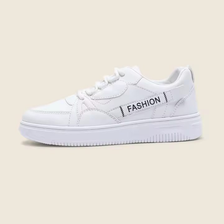 Zapatillas Blancas de Estilo Coreano Comodas para Mujer Top Bajo, Encaje Elástico, Forro de Cuero Falso Ideal para Pareja - 1