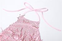 BUNO-minivestido brillante con borlas y retales para mujer, Vestido ajustado con cuello Halter, impresio - details 7