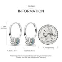 Pendientes de aro de Plata de Ley 925 para mujer, aretes redondos de circonita verde, regalos de joyería - details 5