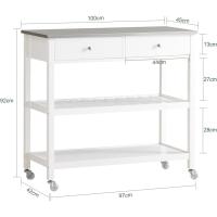 FKW47-W Carrito de Servir Carrito Auxiliar Cocina estantería de Cocina Carrito de Cocina móvil 100 x 92 x 45 cm Blanco ES - details 29