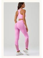 Traje de Yoga sin costuras para mujer, chaleco deportivo a prueba de golpes, mallas de cintura alta, pantalones de Yoga para correr - details 15