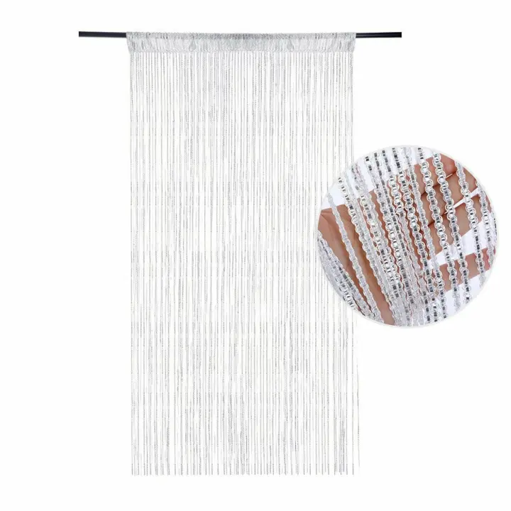Cortina colgante con cuentas para puerta y ventana, divisor de cenefa con borlas para sala de estar, 100x200cm - 1