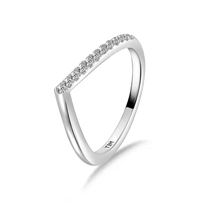 Anillo de Plata Pura con Líneas Geométricas Zirconia Blanca Ideal para Fiestas de Citas - 1