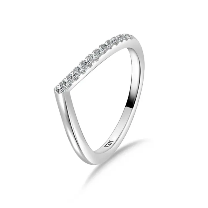 Anillo de Plata Pura con Líneas Geométricas Zirconia Blanca Ideal para Fiestas de Citas - 1