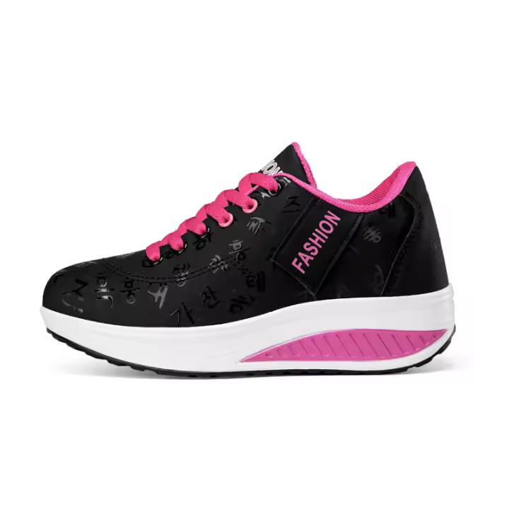 Zapatos deportivos informales con plataforma ligera para mujer, negro 1 - 1