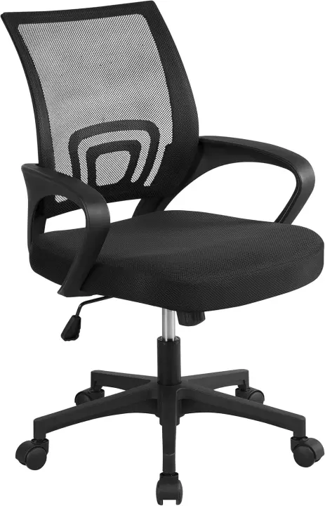 Silla de Escritorio Oficina Malla Silla Ergonómica con Soporte Lumbar Altura Ajustable Respaldo Transpirable Silla Giratoria Función Inclinación para Oficina Capacidad Max136 KG Negra - 1