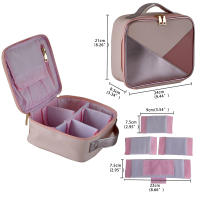 Bolsa de maquillaje de cuero PU para mujer, estuche de cosméticos con divisores, almacenamiento de viaje de gran capacidad, nuevo Empalme - details 1