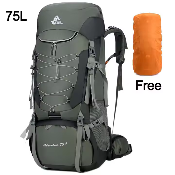 Mochila de Montañismo para Acampar y Senderismo de 75L con Cubierta de Lluvia Bolsa Deportiva al Aire Libre de Nylon Capacidad 60-80 Litros Peso 40-50kg - 1