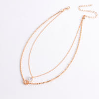 Collar con colgante de circonita y corazón de melocotón de doble capa para mujer, joyería con temperamento, cadena de giro Simple - details 4