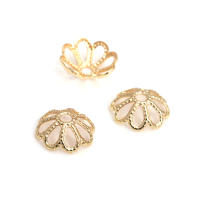 50 Uds. De cuentas redondas de latón de Color dorado de 18K, tapas de hojas de árbol y flores, suministros para hacer cuentas de joyería, accesorios Diy - details 54