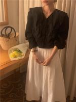 Blusa de verano para mujer, camisa de primavera, blusa para mujer, Blusas largas de gasa, informales, elegantes, Vintage, de manga larga, holgada de gran tamaño, blanca - details 43