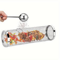 Estante portátil de barbacoa de acero inoxidable, tubo de malla giratoria para cocina al aire libre, sin teflón - details 4