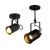 Luces de techo industriales Vintage E27, lámpara de techo ajustable estilo Loft Retro negro para restaurante, cafetería, Hotel - details 0