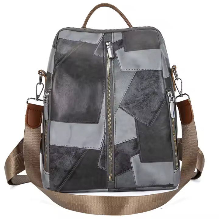 Costuras Piel de vaca Mochila Vintage Bolso de Verano Mochila de Lujo para Mujer Niña - 1