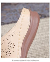 2025 Zapatos de mujer de suela blanda hueca europeos y americanos para pies gordos y anchos, nuevos zapatos de playa Baotou de alta gama de verano para mujer con suelas gruesas y medias pantuflas - details 35