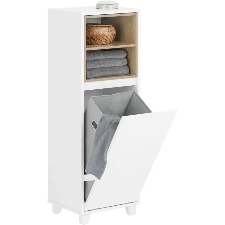 Armario de Baño de Piso con 2 Estantes Abiertos Mueble de Almacenamiento de Ropa Sucia de 35 x 30 x 105cm - 1