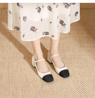 Zapatos de tacón grueso con boca baja y punta cuadrada Xiaoxiangfeng - details 11
