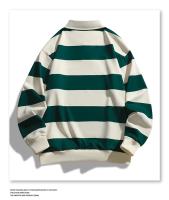 Camiseta Polo de Manga Larga Patrón a Rayas Estilo Suelto para Hombres Moda de Otoño - details 6