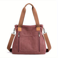 Bolso bandolera multifuncional de gran capacidad con hombro de lona para mujer, moda al aire libre - details 1