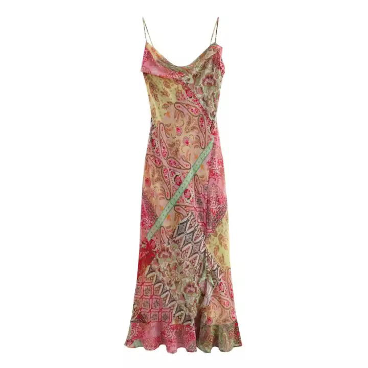Ropa de mujer europea y americana, vestido de tirantes sueltos con estampado de retazos de moda francesa 3293246 - 1