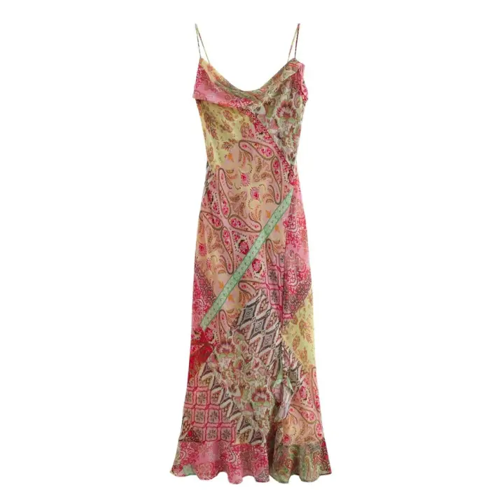 Ropa de mujer europea y americana, vestido de tirantes sueltos con estampado de retazos de moda francesa 3293246 - 1