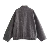 Chaqueta Bomber de manga larga con bolsillos y botones, abrigo liso - details 4