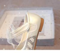 Zapatos con diamantes de imitación para niñas, pajarita de encaje con perlas y corazón grande, vestido plano de princesa a la moda para fiesta de boda, elegante - details 14