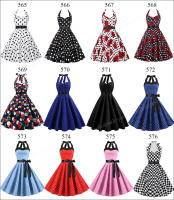 Women big swing casual party 50s 60s halter vintage dresses - details 1