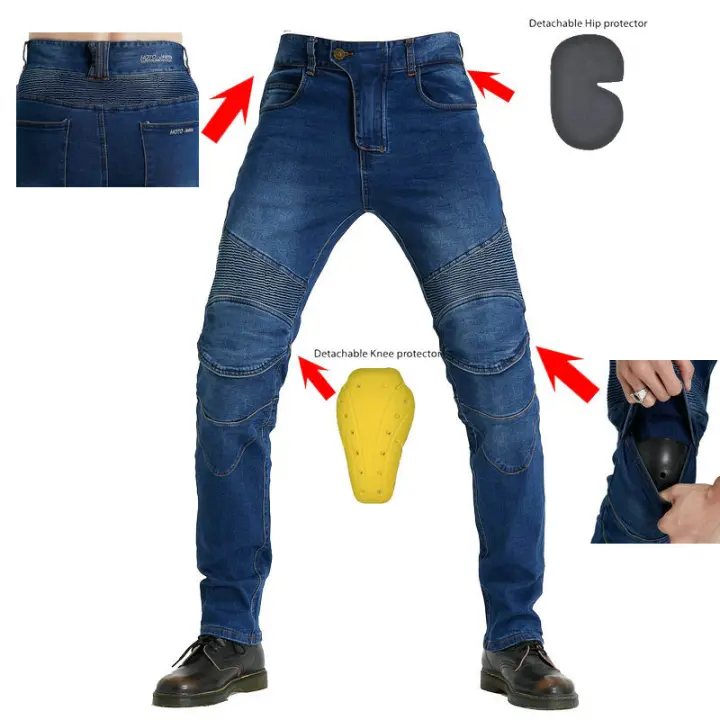 Motocicleta equitación jeans anti-caída locomotora caballero pantalones pantalones de carreras, cuatro estaciones cubiertos todoterreno pantalones. - 1