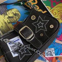Bolsa de axilas de mezclilla estrella nueva tendencia de moda diseño de nicho bolsa de media luna bolso de lona bolsa de cadena - details 9