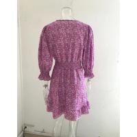 Vestido de flores fragmentadas de manga corta con estampado bohemio, jersey de cintura, longitud media, nuevo - details 10