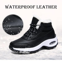 Zapatos de algodón impermeables para mujer, botines de nieve para senderismo, plataforma para mantener el calor con piel gruesa, Invierno - details 2